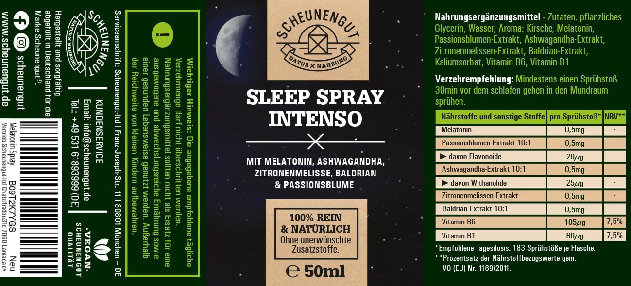 Melatonin Einschlafspray XL 50 ml 365 Tage Vorrat