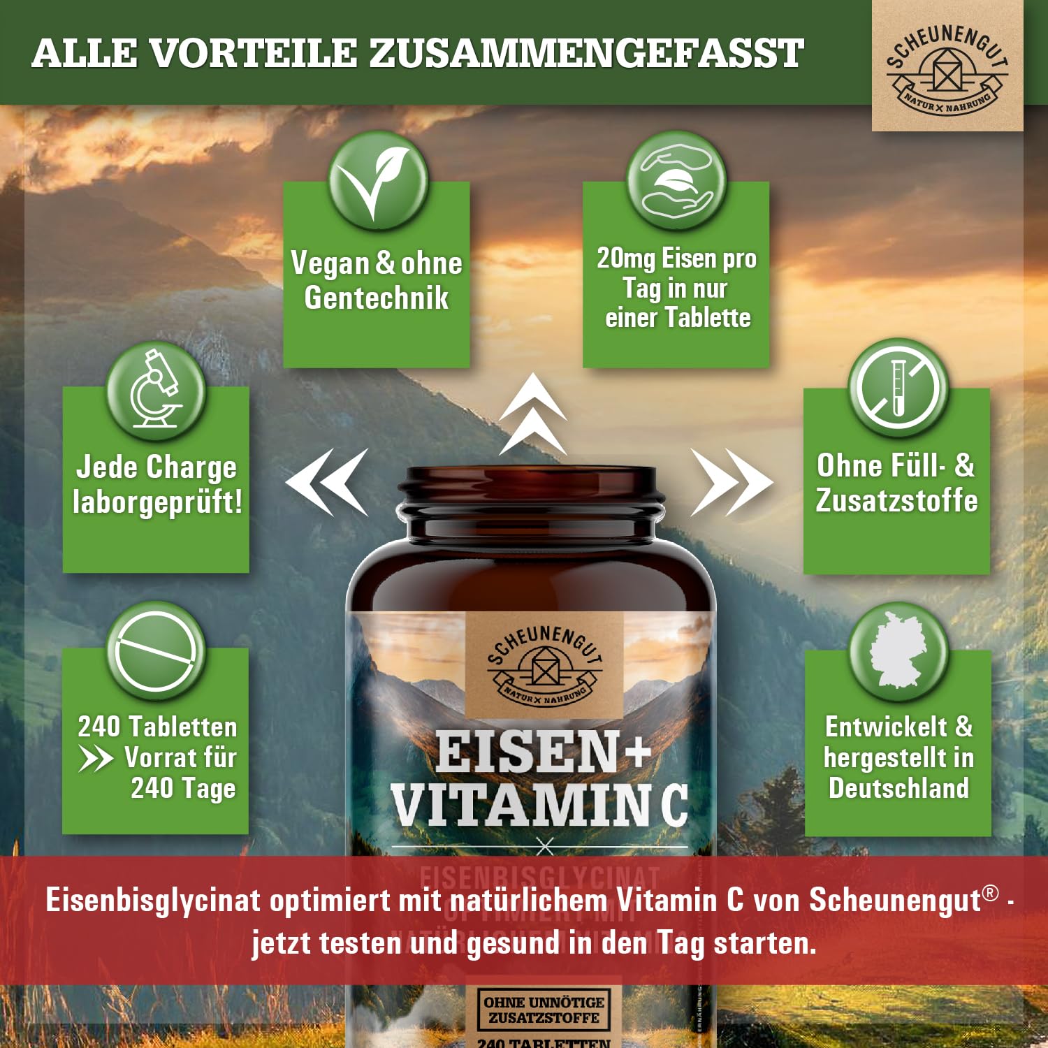 Eisenbisglycinat + Vitamin C