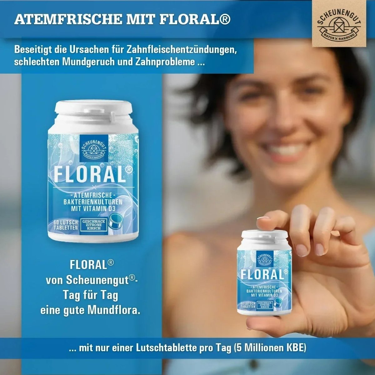 Atemfrische - Lutschtabletten mit L.salivarius und Vitamin D3 (Zitrone - Kirsch - Geschmack) Scheunengut - Shop
