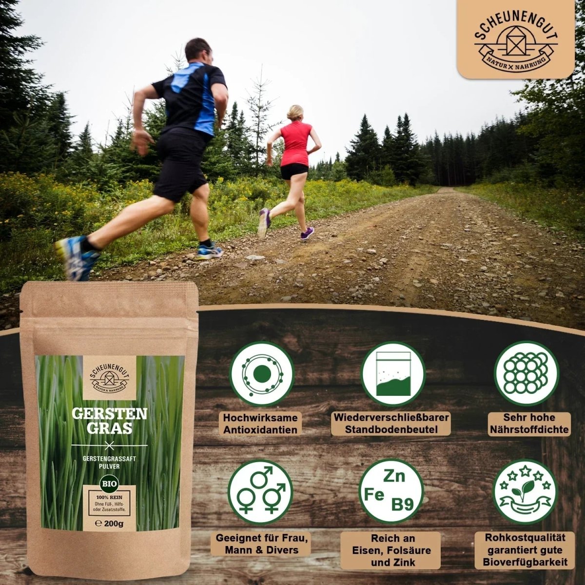 Ausgezeichnetes Gerstengrassaft Pulver (Barley Grass Juice) aus den USA Scheunengut - Shop