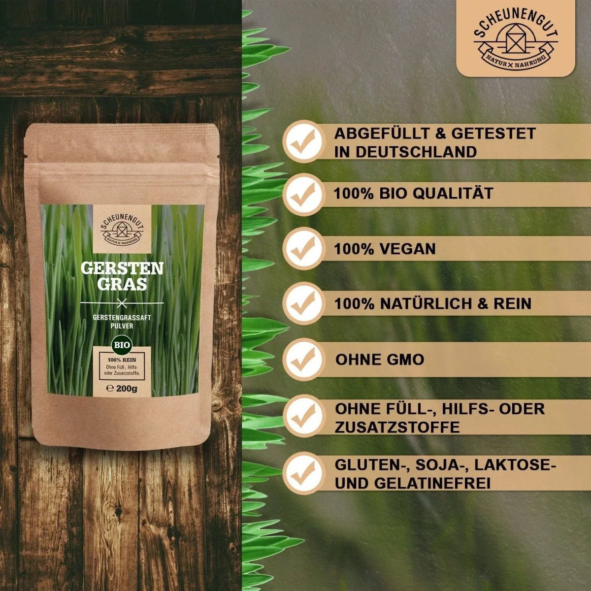 Ausgezeichnetes Gerstengrassaft Pulver (Barley Grass Juice) aus den USA Scheunengut - Shop