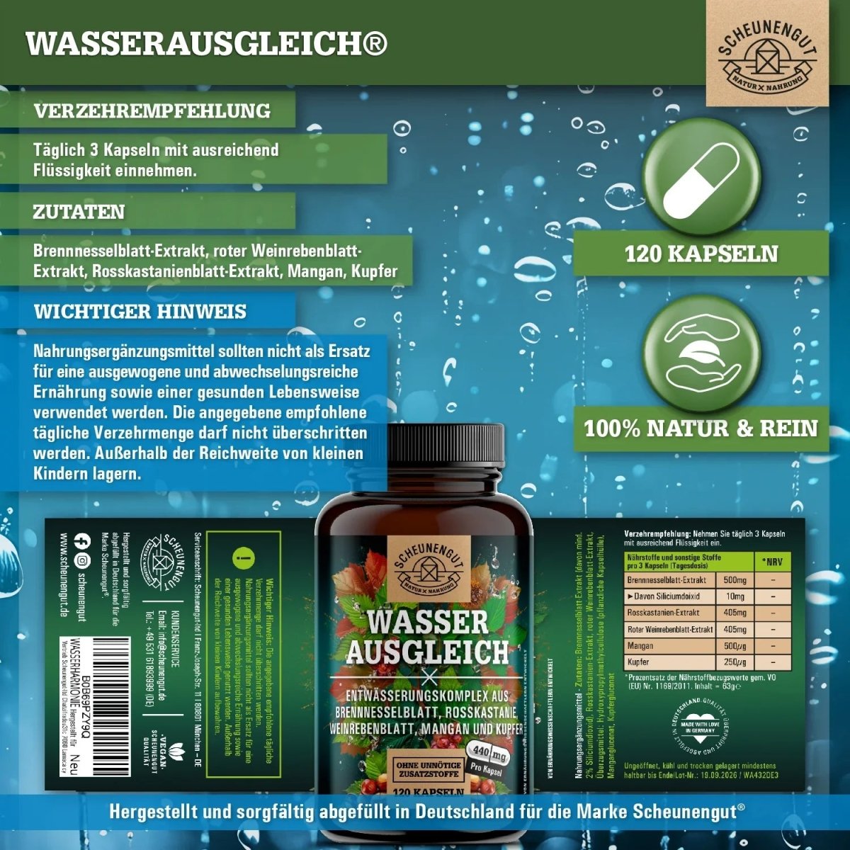 Entwässerungs - Komplex mit Brennnessel, Rosskastanie, Weinrebenblatt, Mangan und Kupfer Scheunengut - Shop