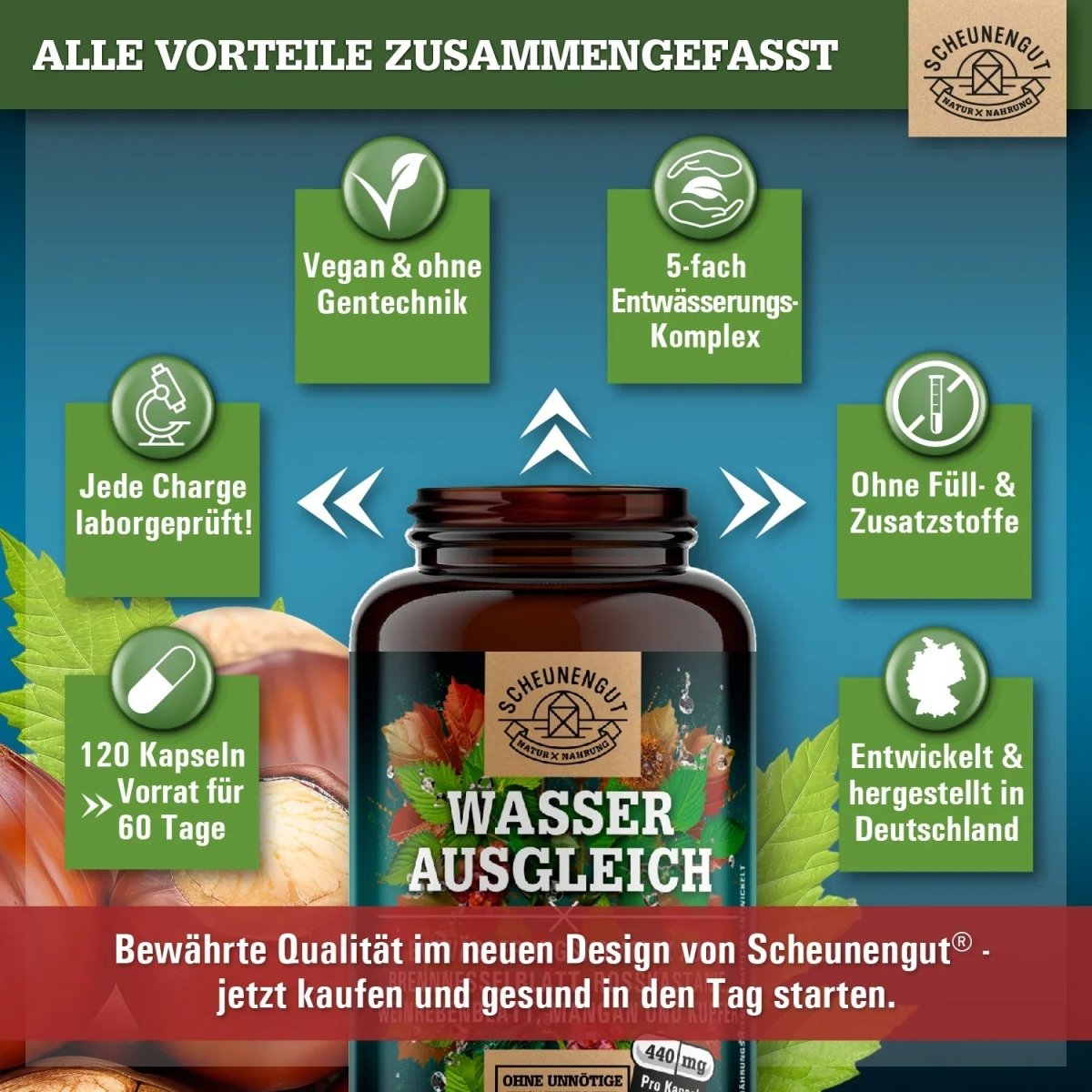 Entwässerungs - Komplex mit Brennnessel, Rosskastanie, Weinrebenblatt, Mangan und Kupfer Scheunengut - Shop