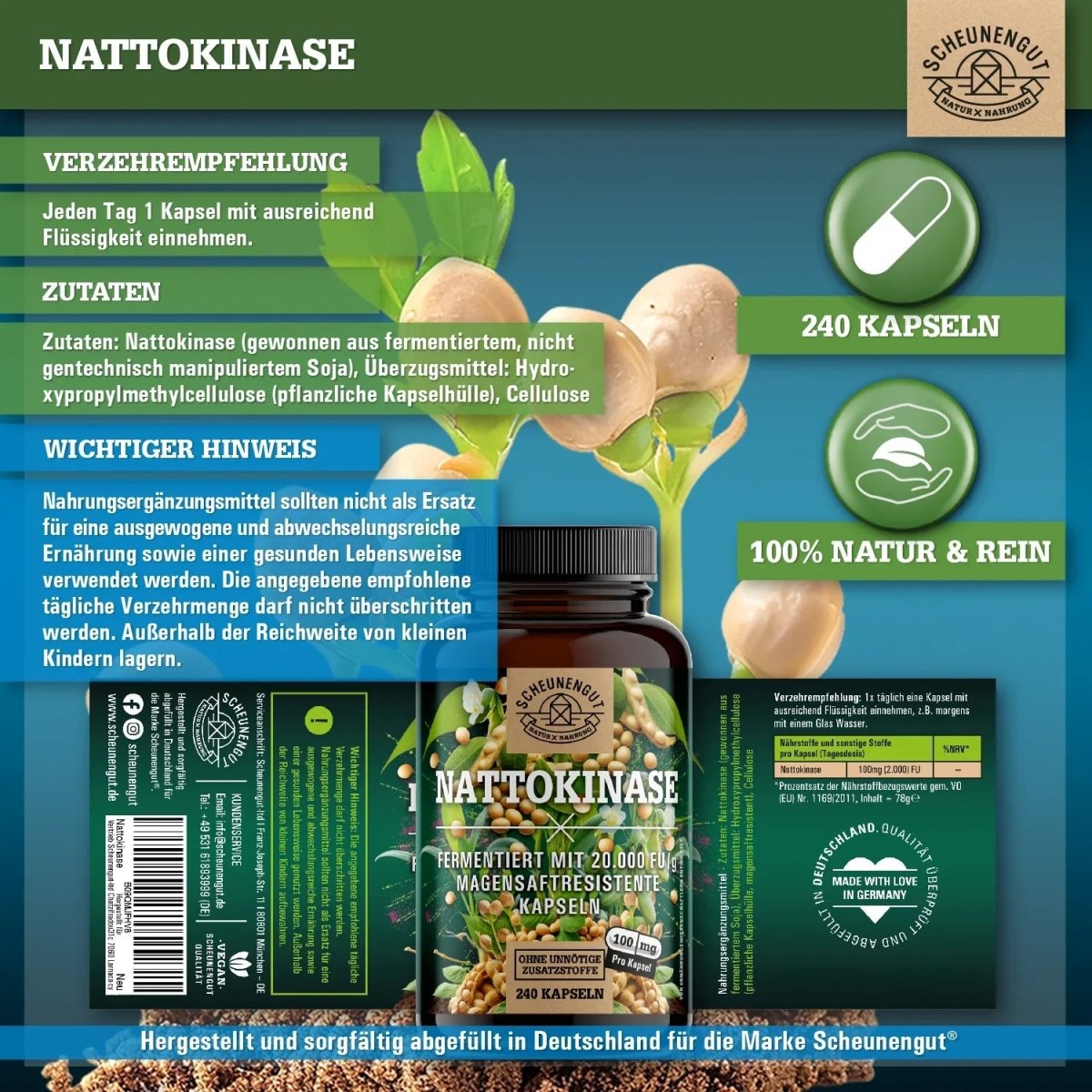 Fermentiert aus Soja - magensaftresistente Kapseln mit 20.000 FU/g Scheunengut - Shop