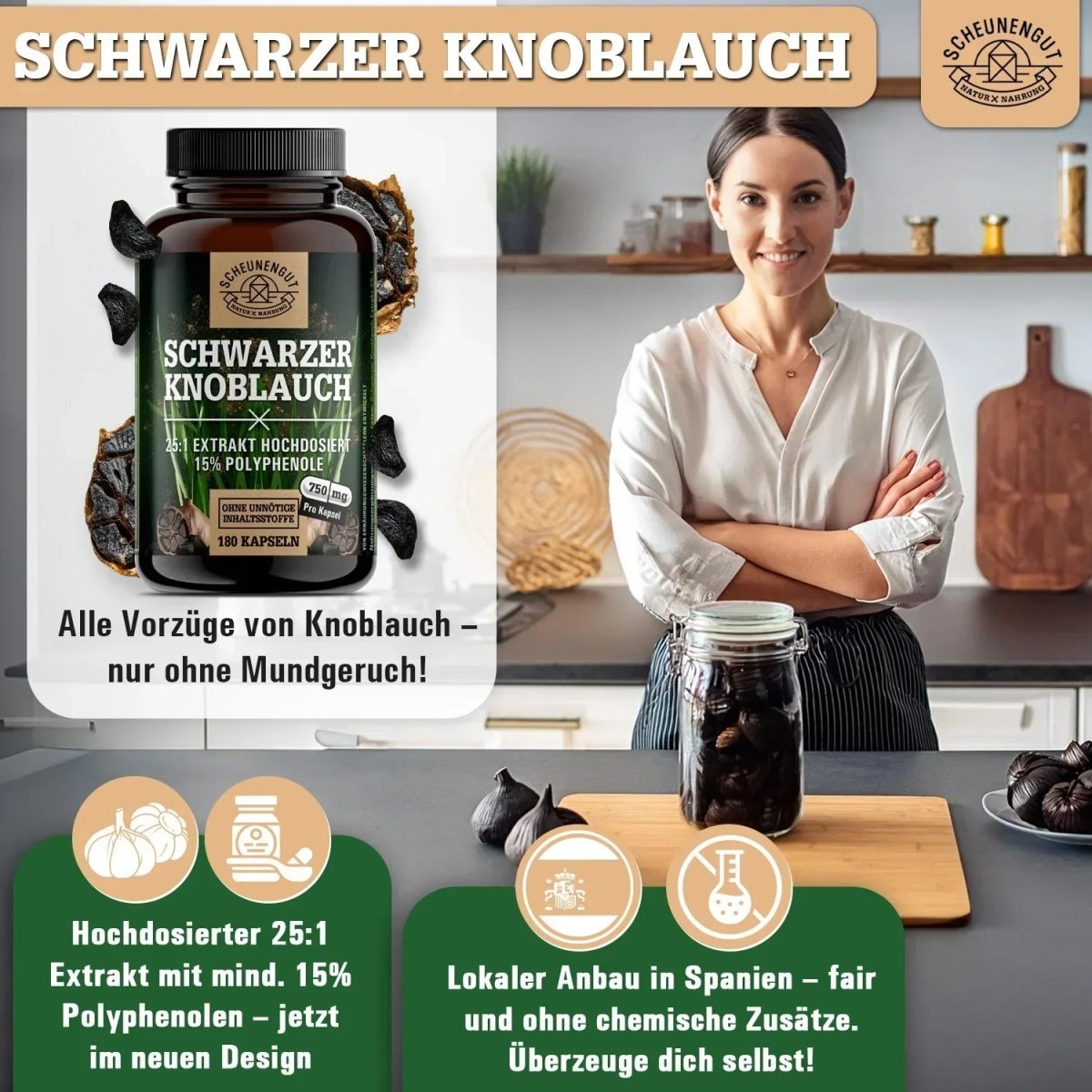 Fermentierter Knoblauch Extrakt hochdosiert 25:1 mit 15% Polyphenole & S - Allylcystein Scheunengut - Shop