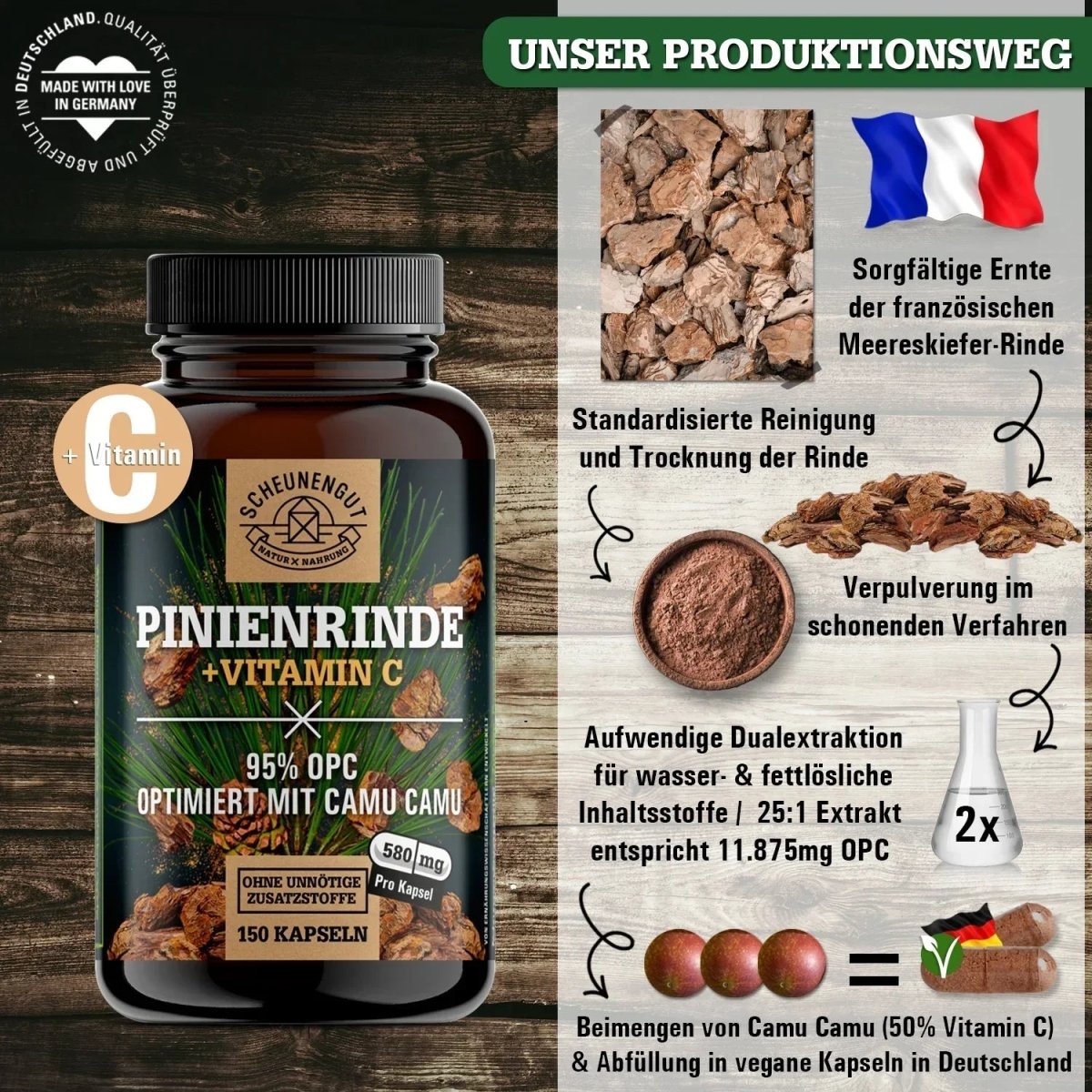 Französische Meereskiefer hochdosiert 25:1 mit 95% OPC und Vitamin C Scheunengut - Shop