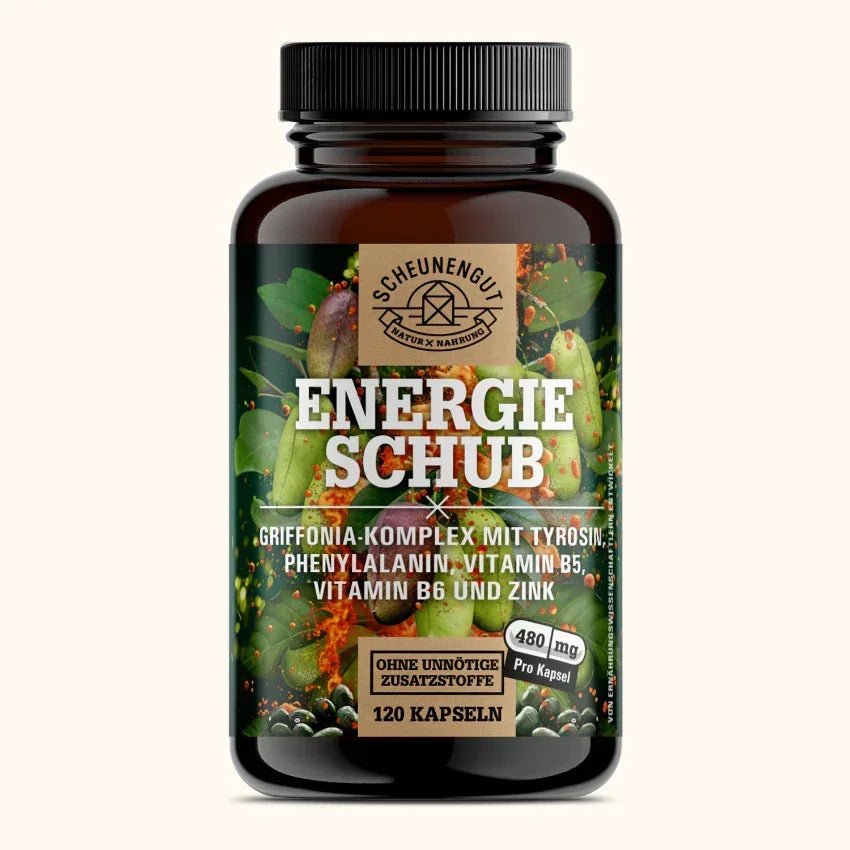 Griffonia Komplex mit natürlichem Koffein, L - Tyrosin, L - Phenylalanin, Vitaminen & Spurenelementen Scheunengut - Shop