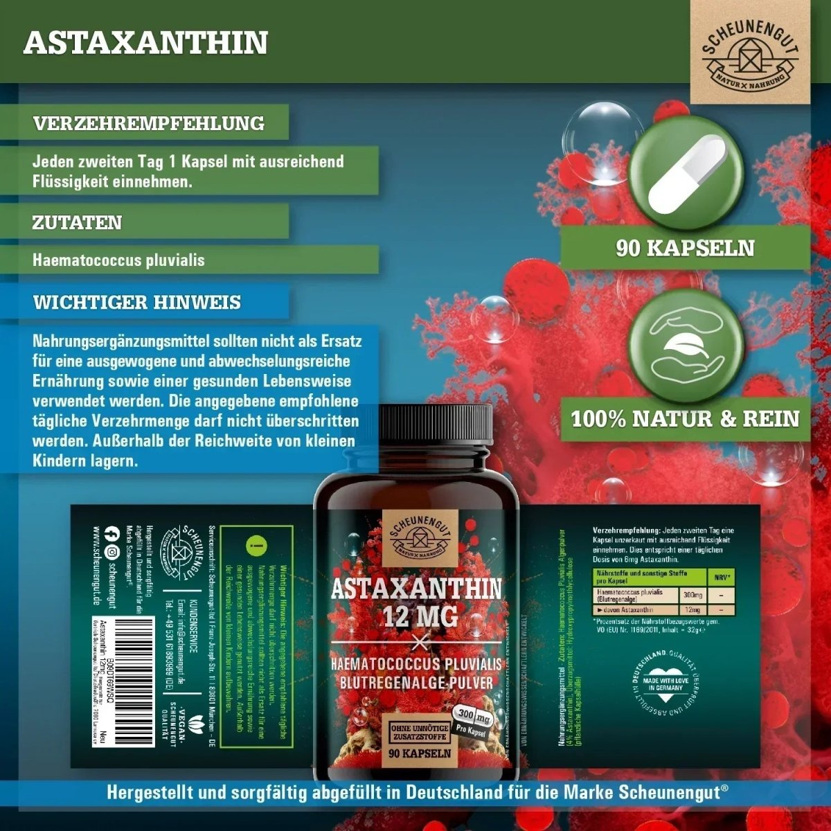 Haematococcus Pluvialis Pulver aus Frankreich - 100% Vegan Scheunengut - Shop