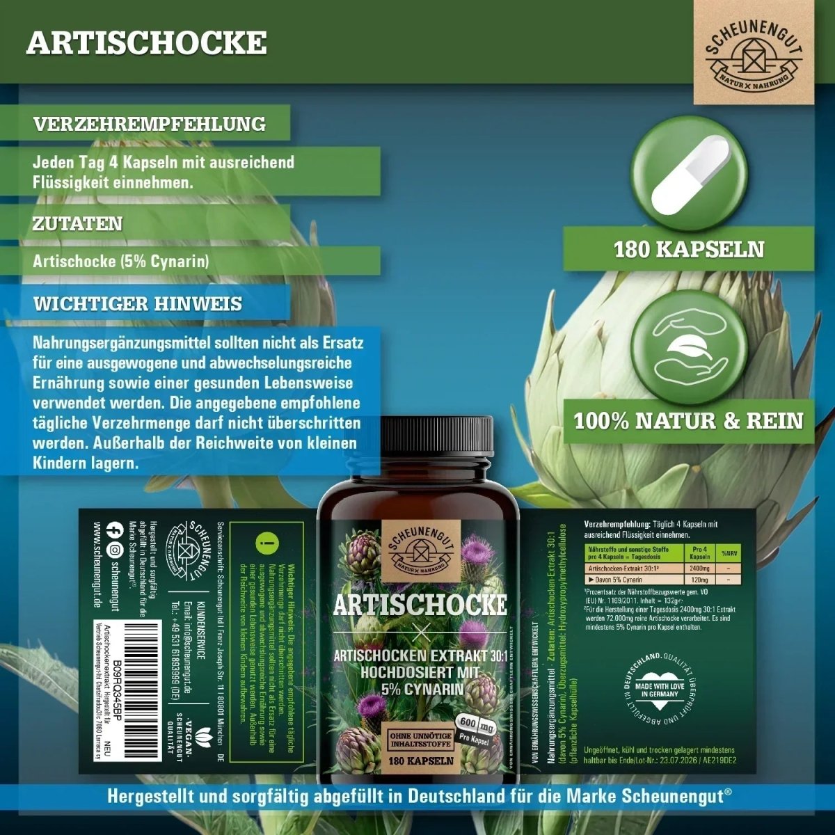 Italienischer Extrakt hochdosiert 30:1 mit mindestens 5% Cynarin Scheunengut - Shop