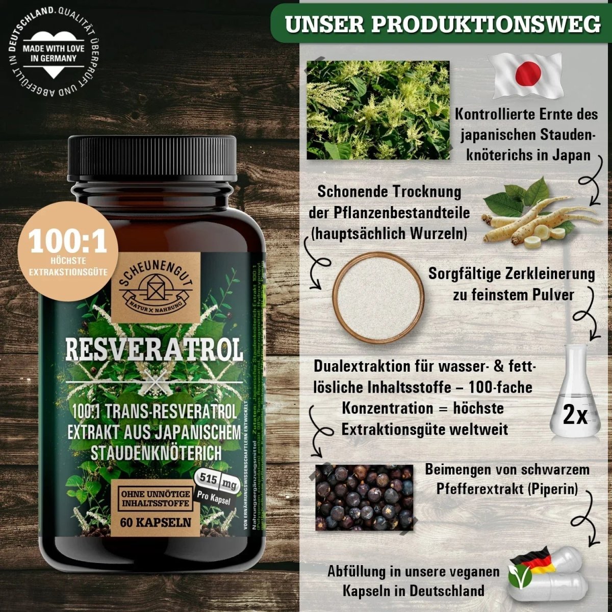 Japanischer Staudenknöterich Extrakt 100:1 optimiert mit Piperin Scheunengut - Shop