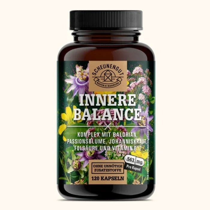 Komplex mit Johanniskraut, Baldrian, Passionsblume, Folsäure und Vitamin B12 Scheunengut - Shop