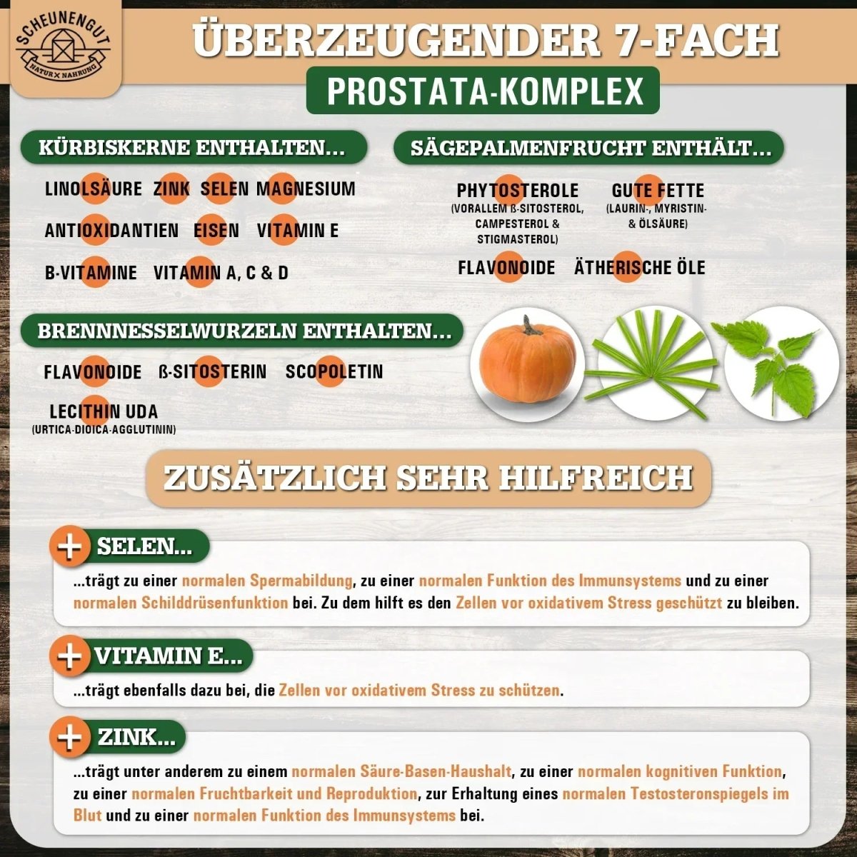 Kürbiskern - Komplex mit Sägepalmenfrucht, Brennnesselwurzel, Selen uvm. Scheunengut - Shop