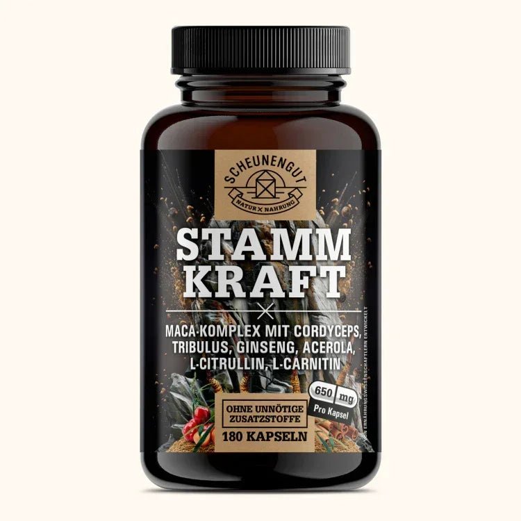 Maca Komplex optimiert mit Tribulus, Ginseng, Cordyceps, L - Arginin und L - Citrullin Scheunengut - Shop
