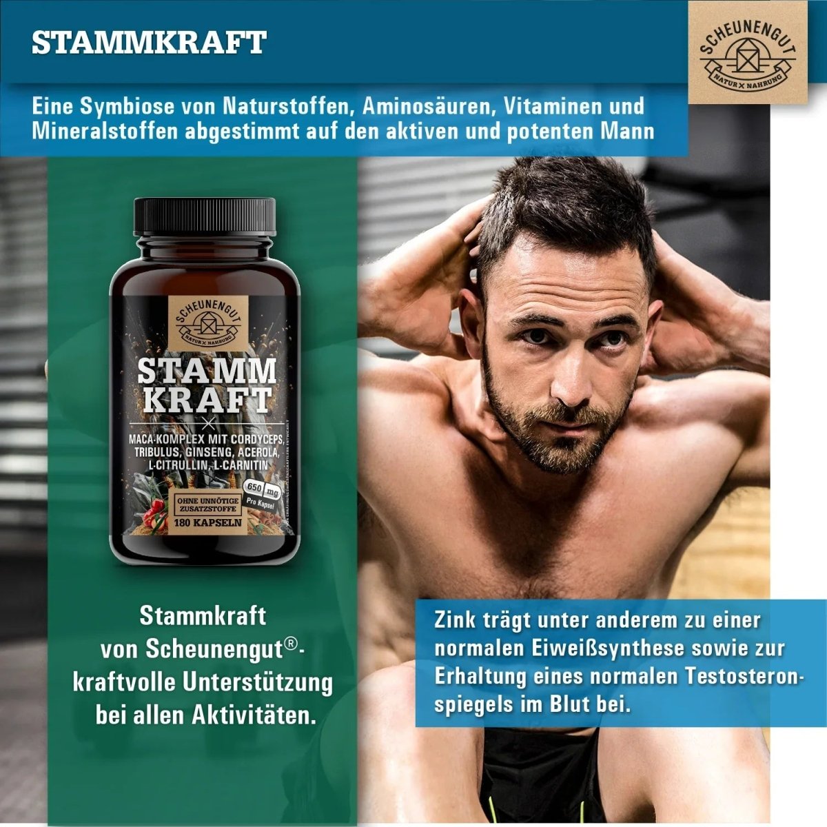 Maca Komplex optimiert mit Tribulus, Ginseng, Cordyceps, L - Arginin und L - Citrullin Scheunengut - Shop