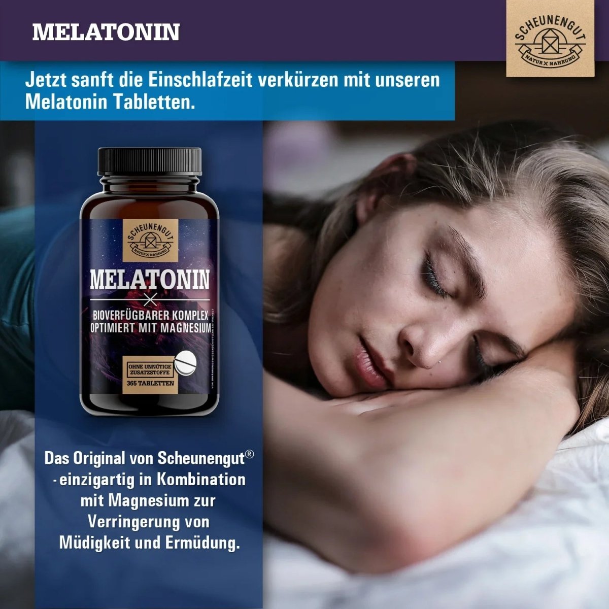 Melatonin Schlafkomplex 1mg pro Tablette optimiert mit Magnesium Scheunengut - Shop