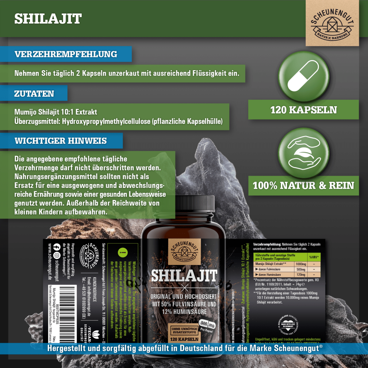 Mumijo Shilajit Extrakt mit 50% Fulvinsäure und 12% Huminsäure Scheunengut Shop