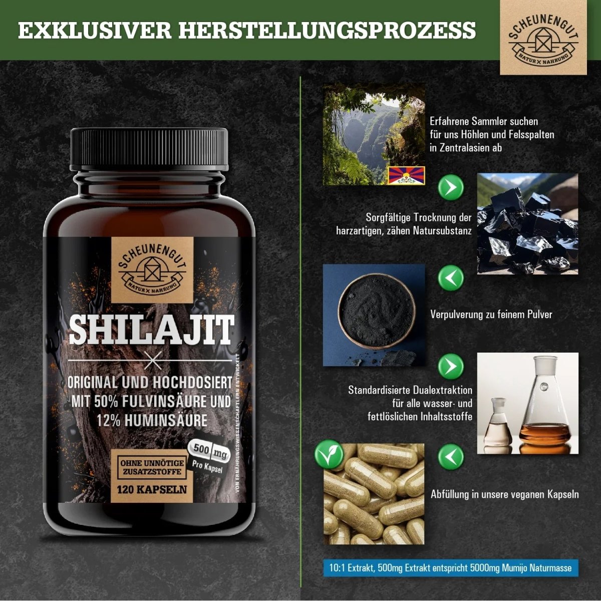 Mumijo Shilajit Extrakt mit 50% Fulvinsäure und 12% Huminsäure Scheunengut - Shop