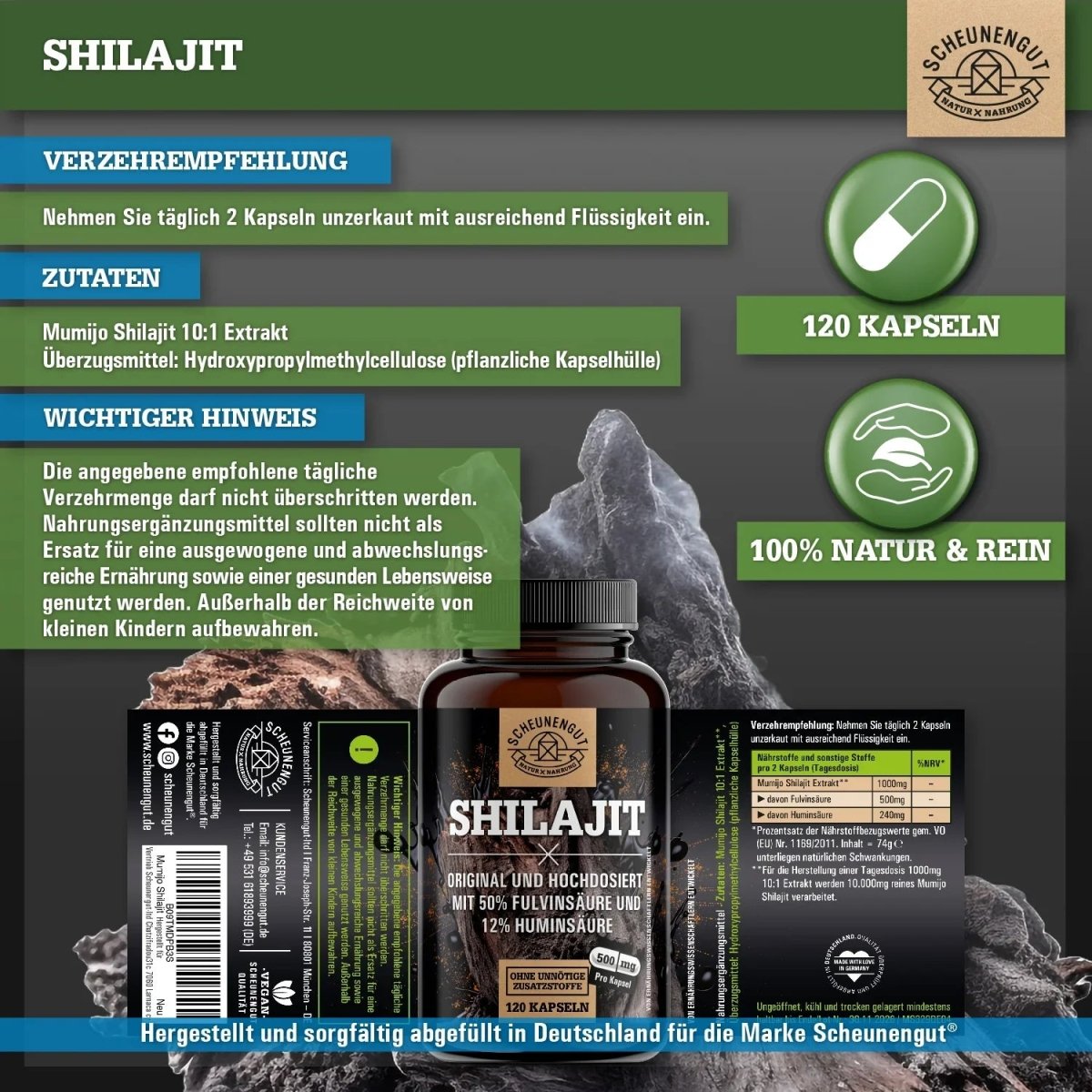 Mumijo Shilajit Extrakt mit 50% Fulvinsäure und 12% Huminsäure Scheunengut - Shop