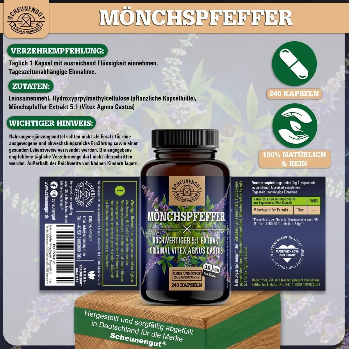 Original Vitex Agnus Castus besonders hochdosiert auf 5:1 Scheunengut - Shop