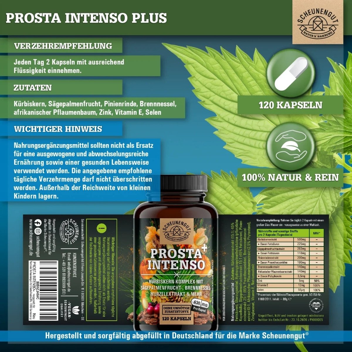 Prostata Komplex mit afrikanischem Pflaumenbaum, Sägepalme, Kürbiskern uvm. Scheunengut - Shop