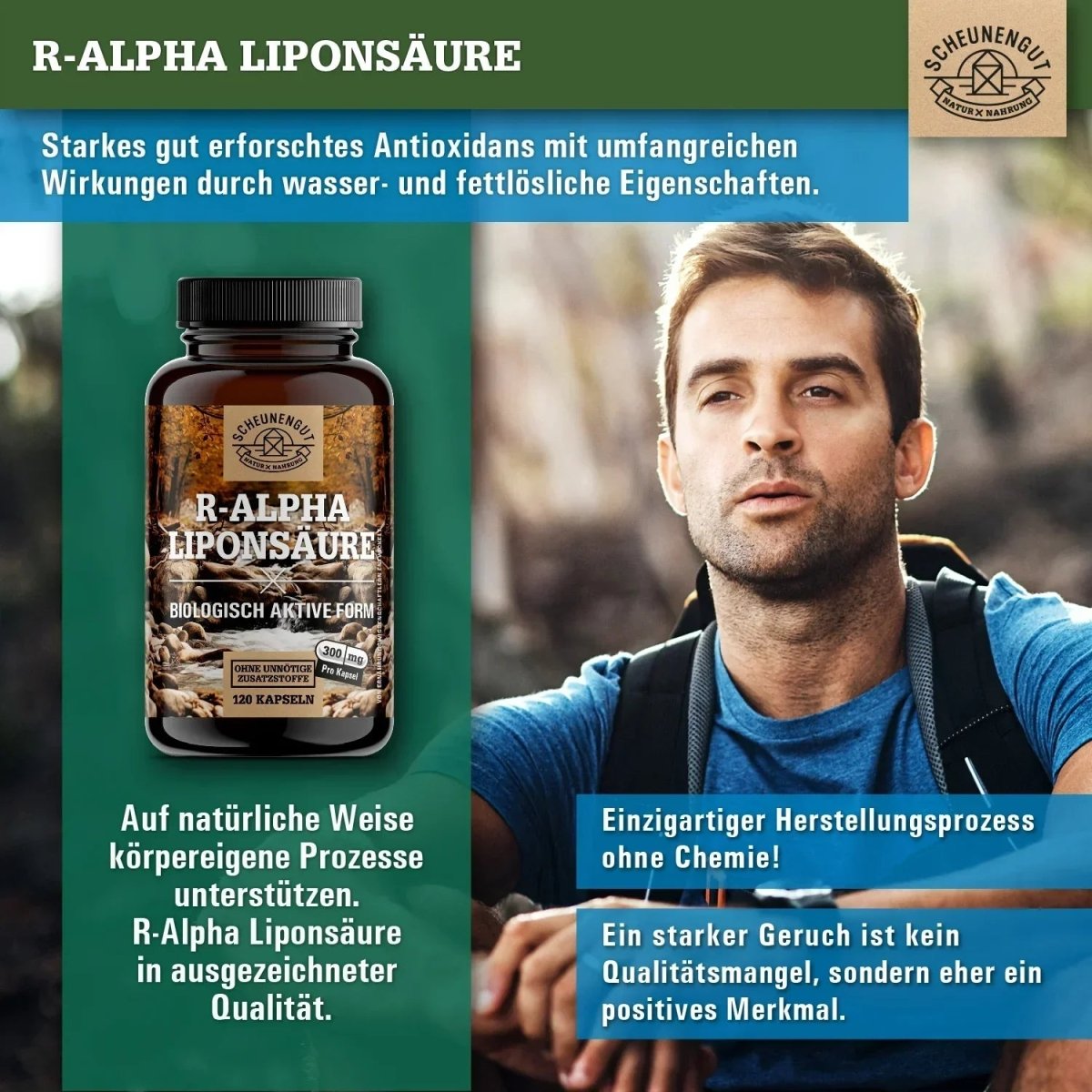 R - ALA aus natürlicher Fermentation | Biologisch aktive Form des starken Antioxidans Scheunengut - Shop