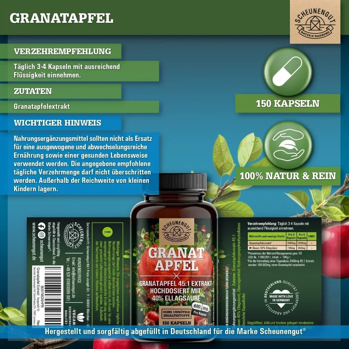 Spanischer Extrakt hochdosiert 45:1 mit 40% Ellagsäure Scheunengut - Shop