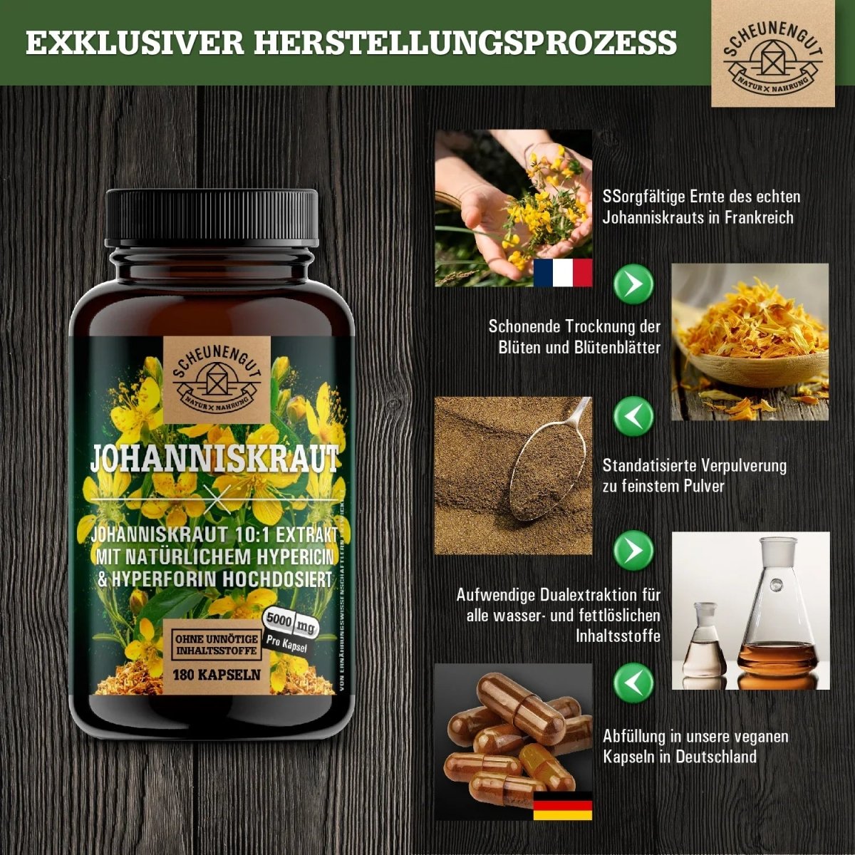 St John's Wort Extrakt hochdosiert 10:1 mit Hypericin & Hyperforin Scheunengut - Shop