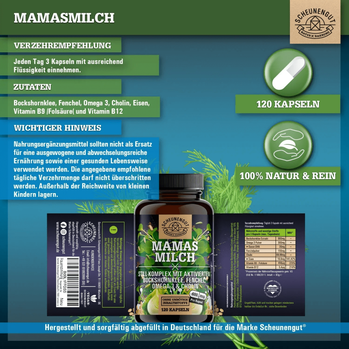 Still - Komplex mit Bockshornklee, Fenchel, Omega 3, DHA, Folsäure uvm. Scheunengut - Shop