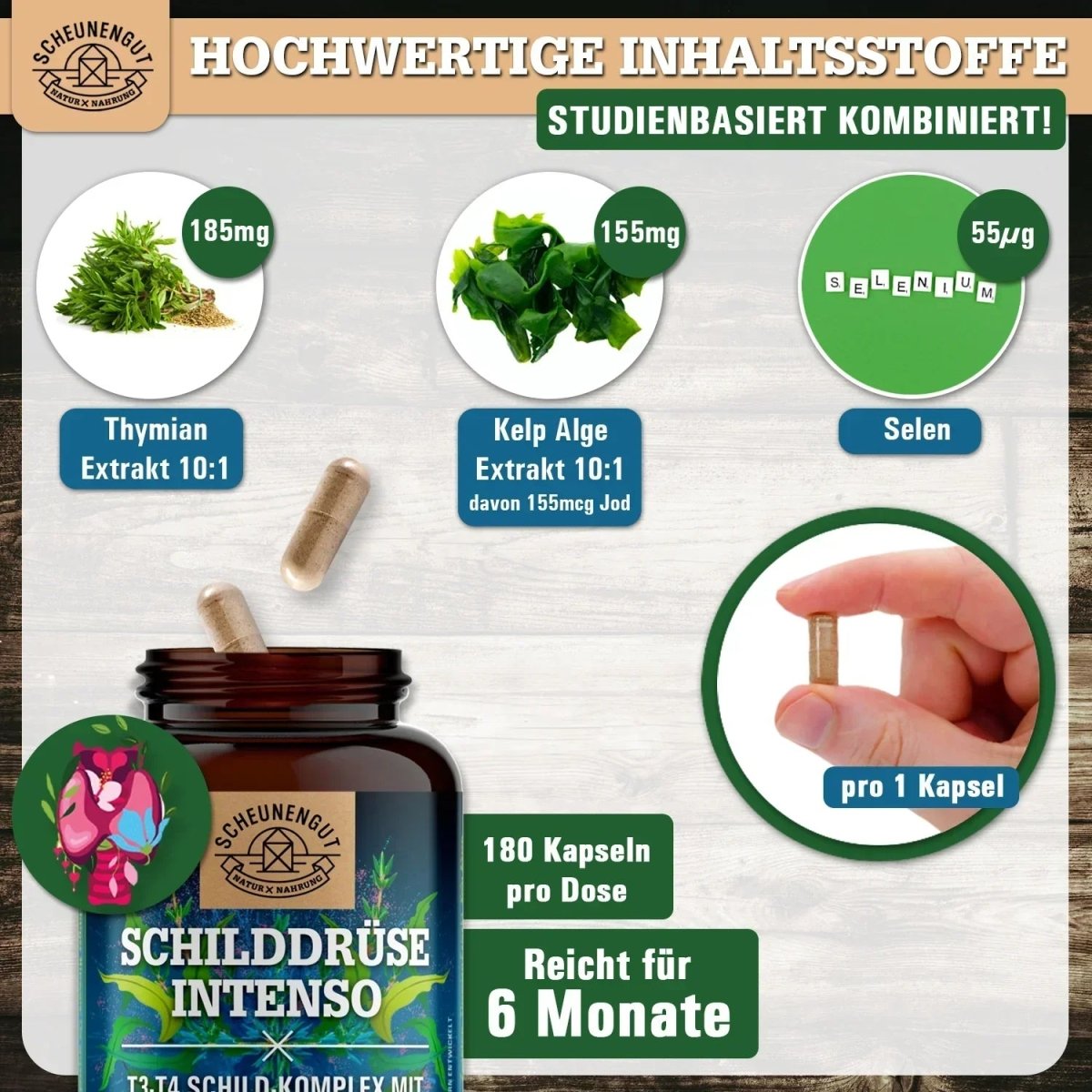 T3 T4 Schilddrüsen Komplex mit Jod, Selen und Thymian Scheunengut - Shop