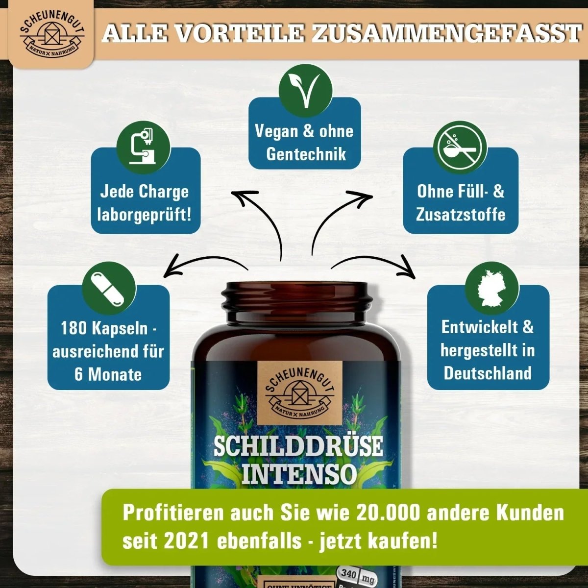 T3 T4 Schilddrüsen Komplex mit Jod, Selen und Thymian Scheunengut - Shop