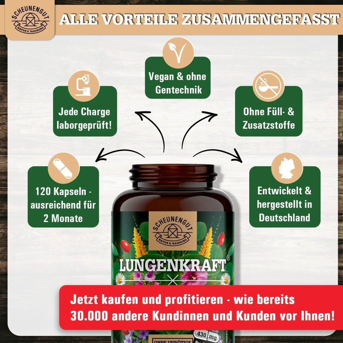 Umfangreicher Lungenkraut - Komplex optimiert mit Vitamin C & B2 und Selen Scheunengut - Shop