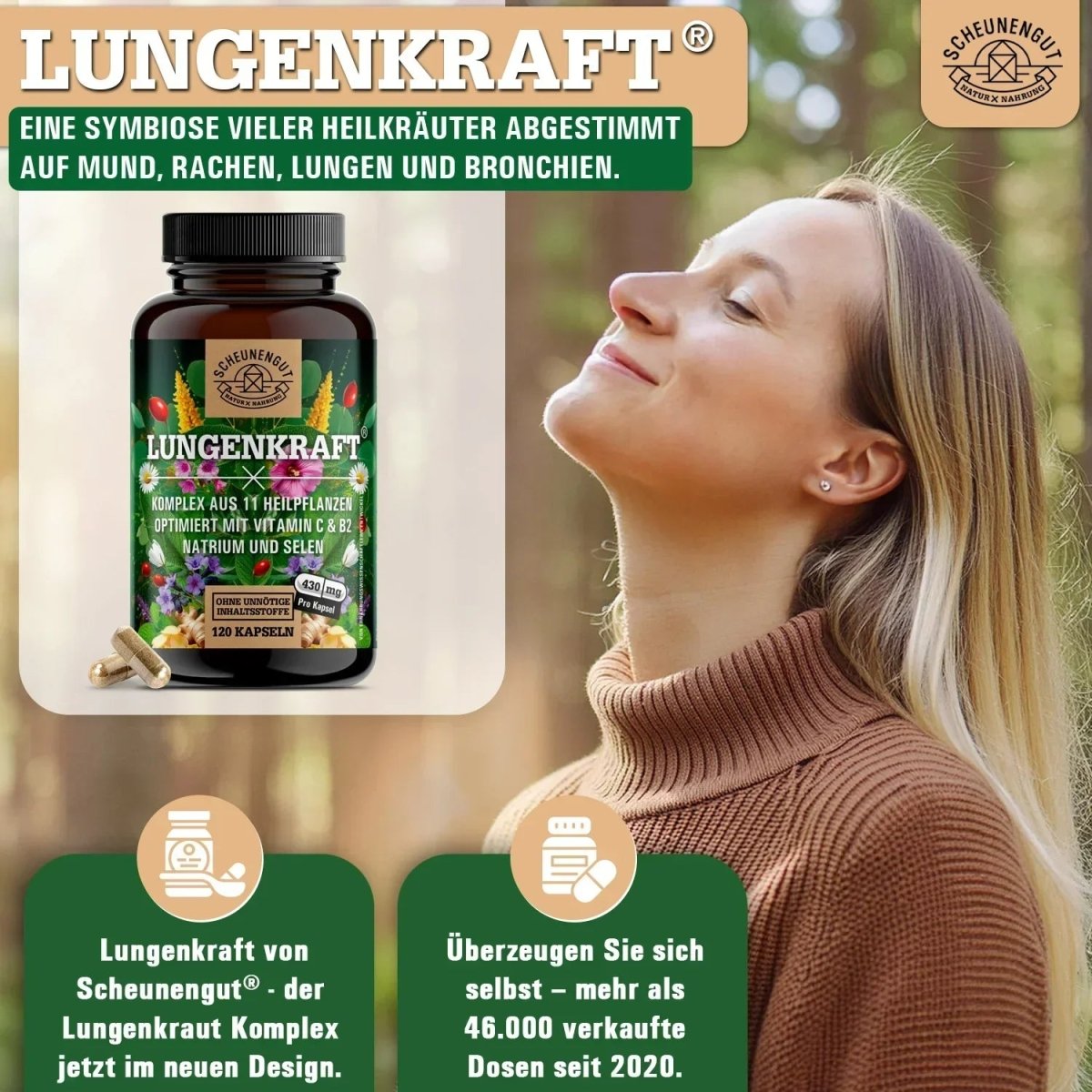 Umfangreicher Lungenkraut - Komplex optimiert mit Vitamin C & B2 und Selen Scheunengut - Shop