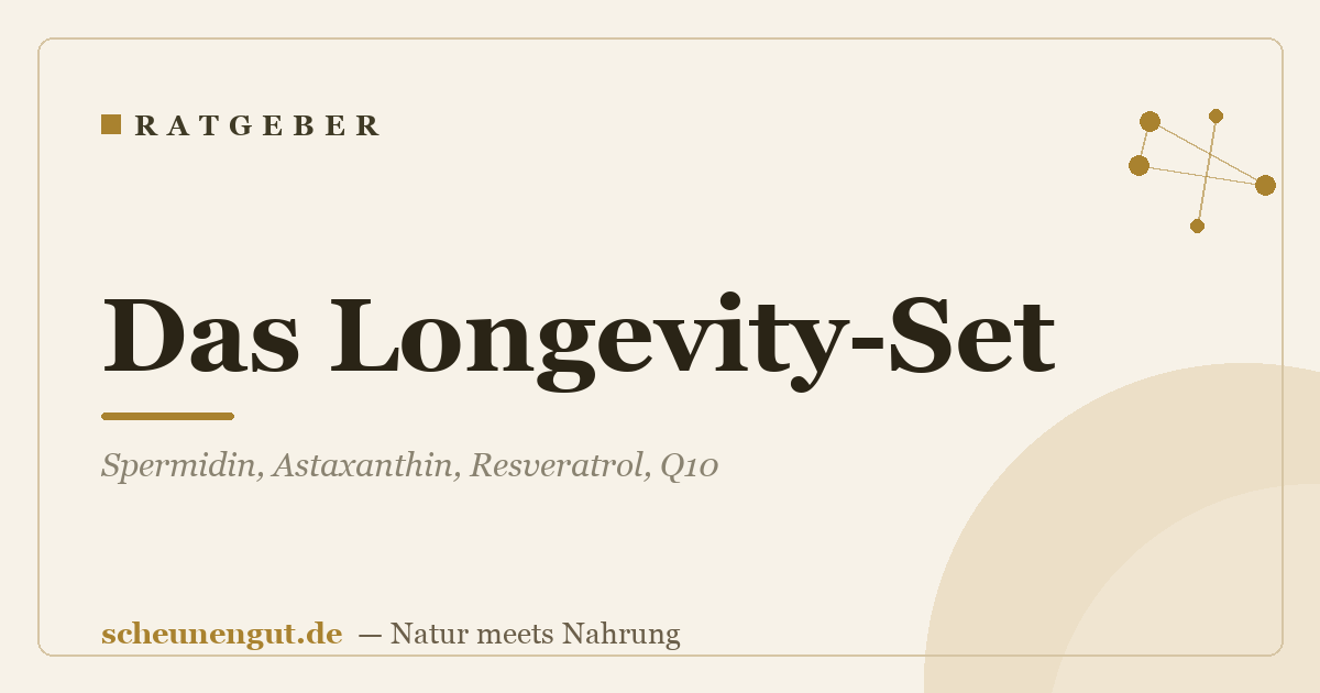 Das Longevity-Set: Spermidin, Astaxanthin, Resveratrol, Q10