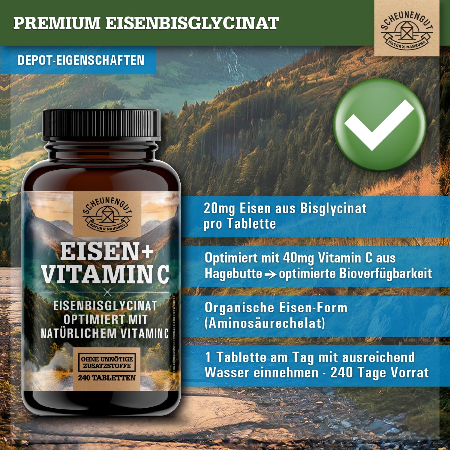 Eisenbisglycinat + Vitamin C