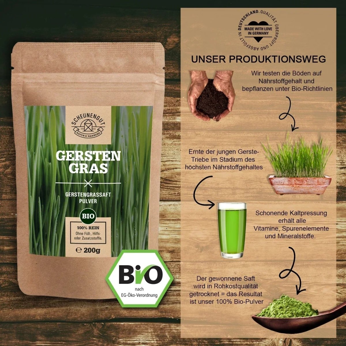 Ausgezeichnetes Gerstengrassaft Pulver (Barley Grass Juice) aus den USA Scheunengut - Shop