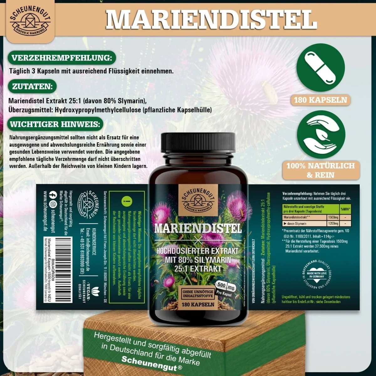 Griechischer Extrakt hochdosiert 25:1 mit 80% Silymarin Scheunengut - Shop