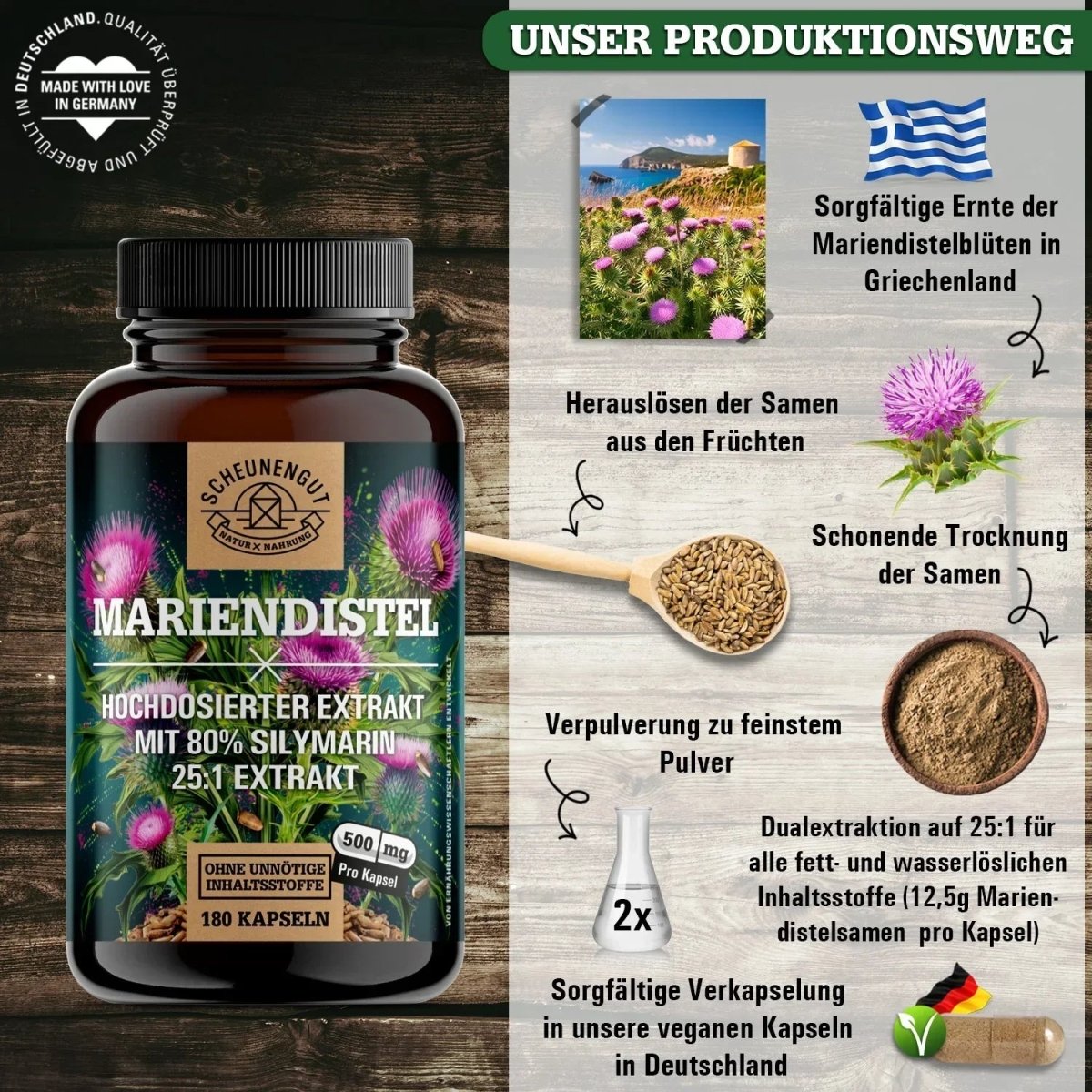 Griechischer Extrakt hochdosiert 25:1 mit 80% Silymarin Scheunengut - Shop