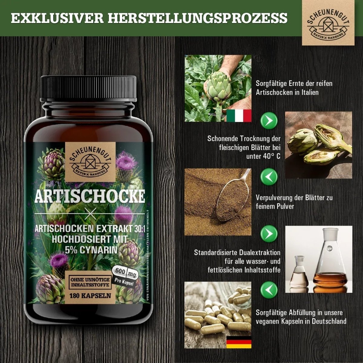 Italienischer Extrakt hochdosiert 30:1 mit mindestens 5% Cynarin Scheunengut - Shop