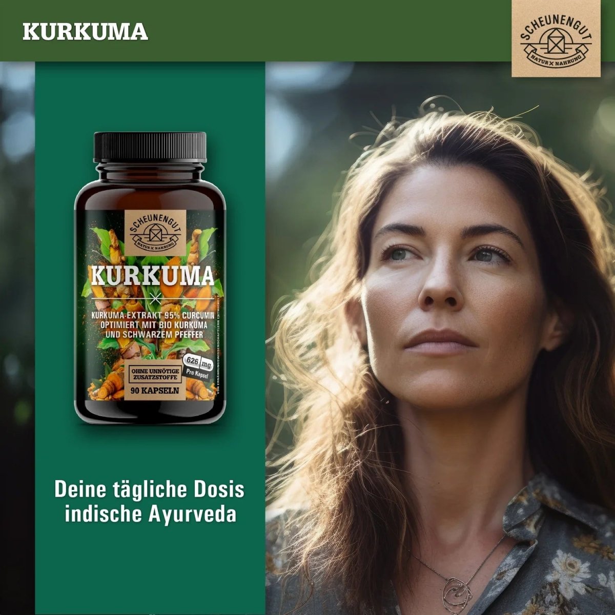 Komplex mit 95% Curcumin, Bio Kurkuma Pulver & Piperin Scheunengut - Shop