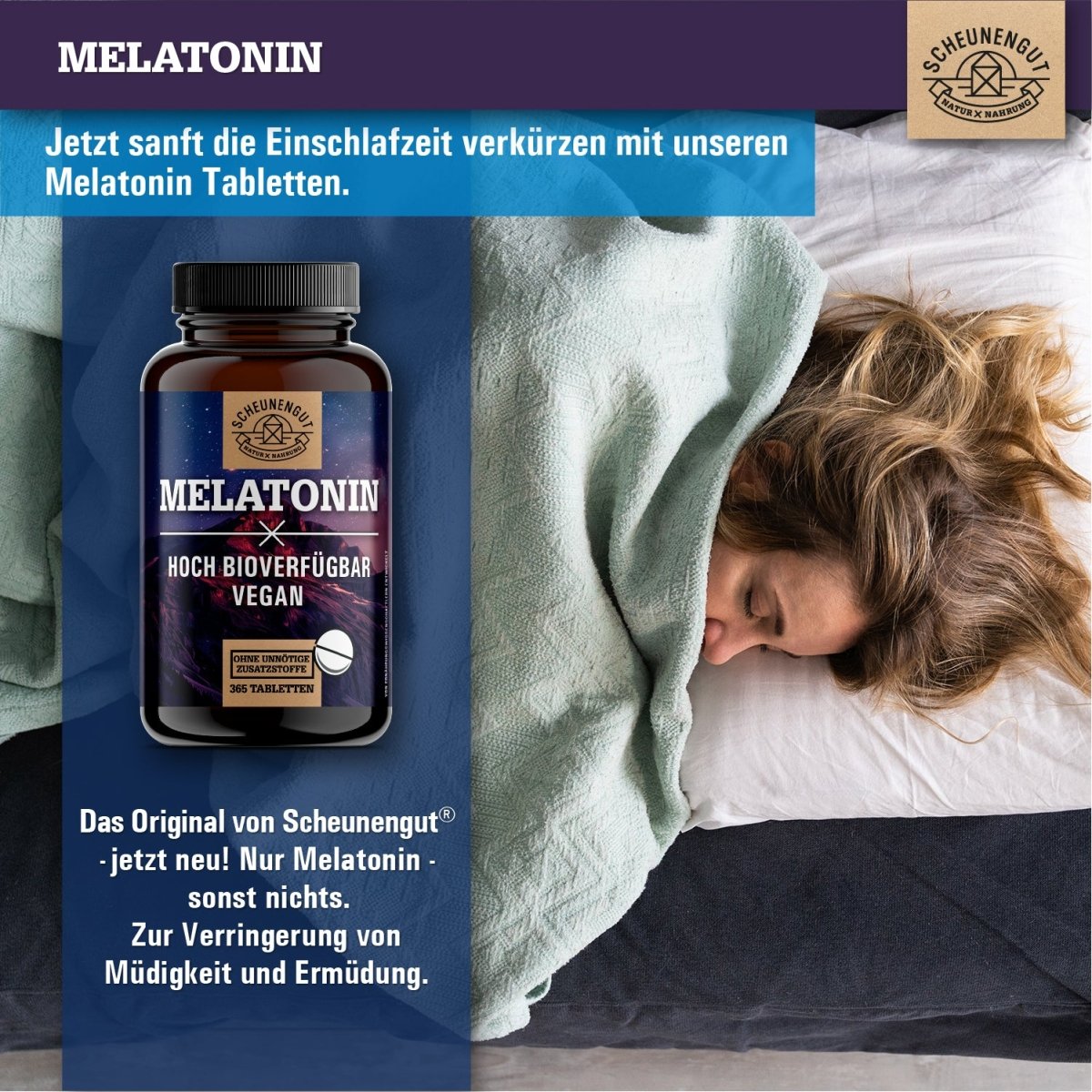 Melatonin Schlafkomplex 1mg pro Tablette optimiert mit Magnesium Scheunengut Shop