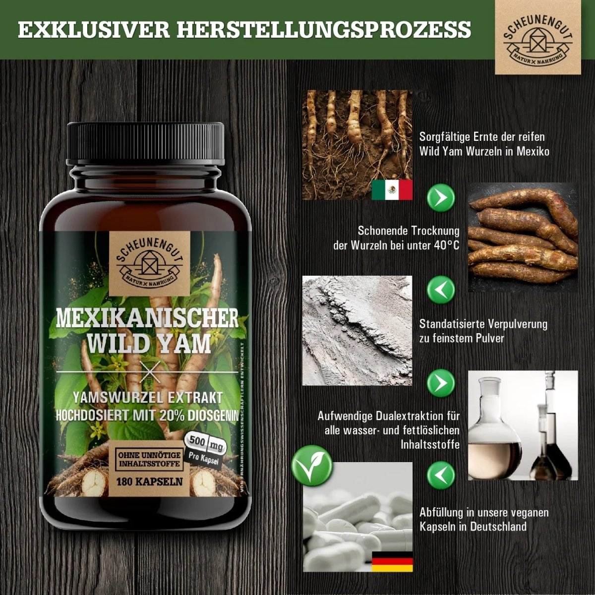 Mexikanischer Yams Extrakt hochdosiert mit 20% Diosgenin Scheunengut - Shop
