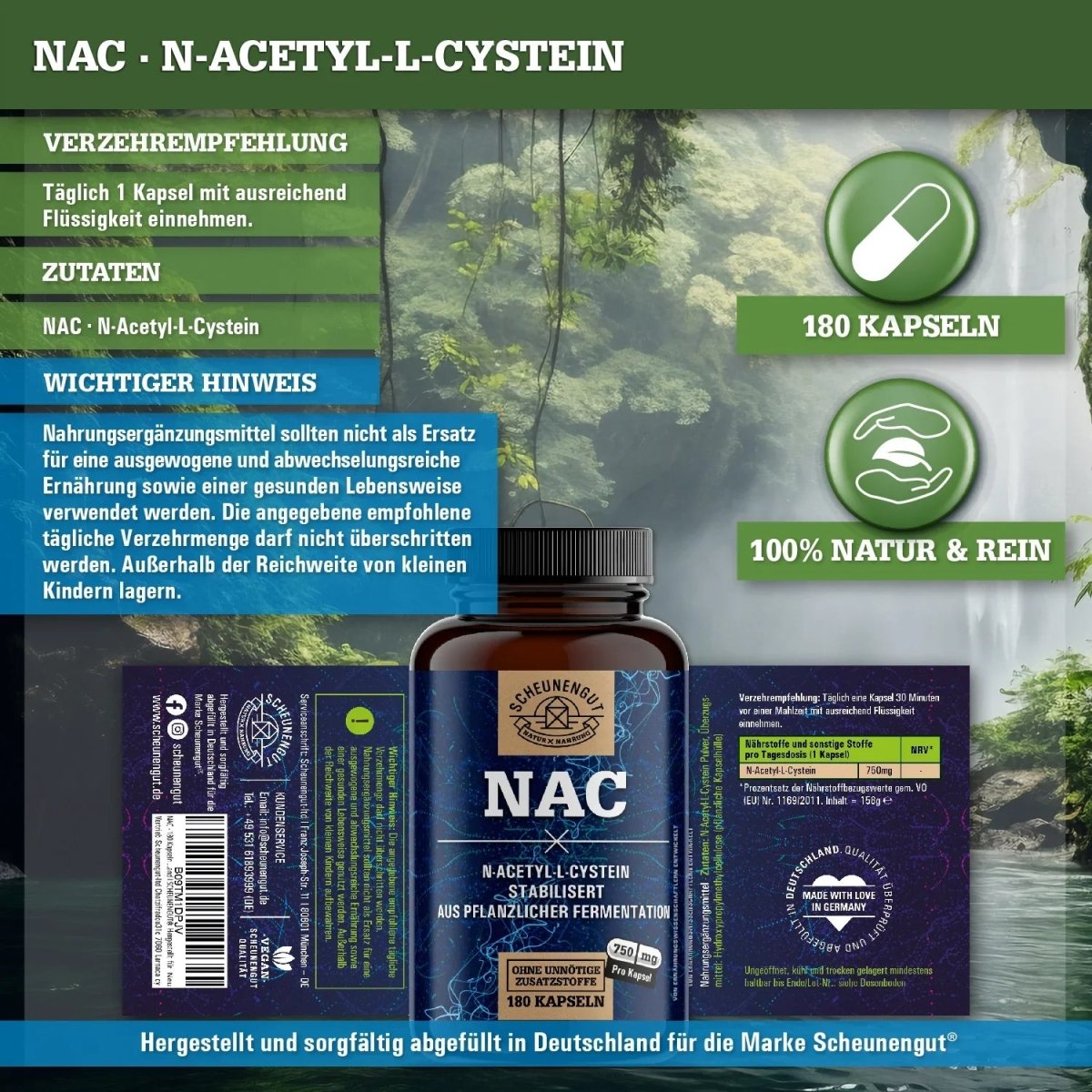 N - Acetyl L - Cystein hochdosiert 100% natürlich aus pflanzlicher Fermentation Scheunengut - Shop