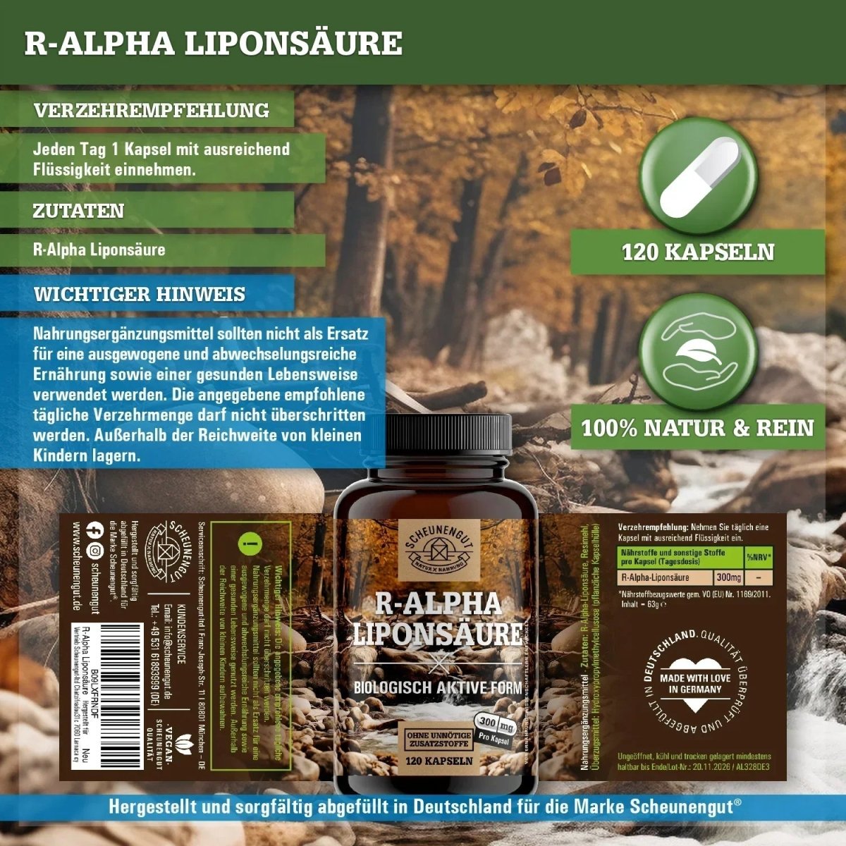 R - ALA aus natürlicher Fermentation | Biologisch aktive Form des starken Antioxidans Scheunengut - Shop