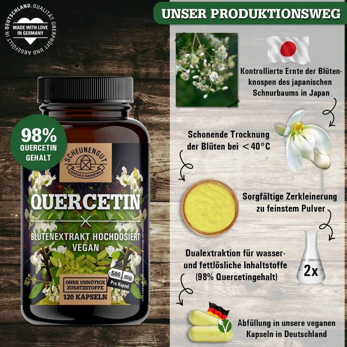 Sophora Japonica Extrakt mit garantierten 98% Quercetin Scheunengut - Shop